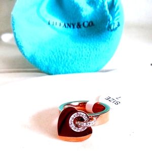 Stylish Sterling Silver Rose Gold Heart Ring.